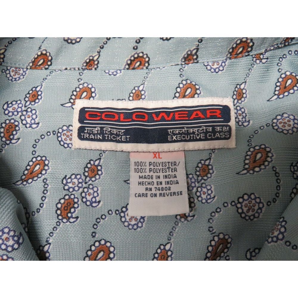 Mens Colowear Train Ticket Short Sleeve Button Front Paisley Shirt Size XL India - Picture 4 of 12